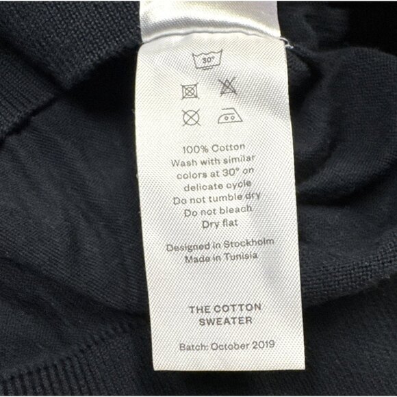 ASKET The Cotton Sweater Mens‎ Size M Short Dark Navy 100% Organic Cotton - Picture 6 of 8